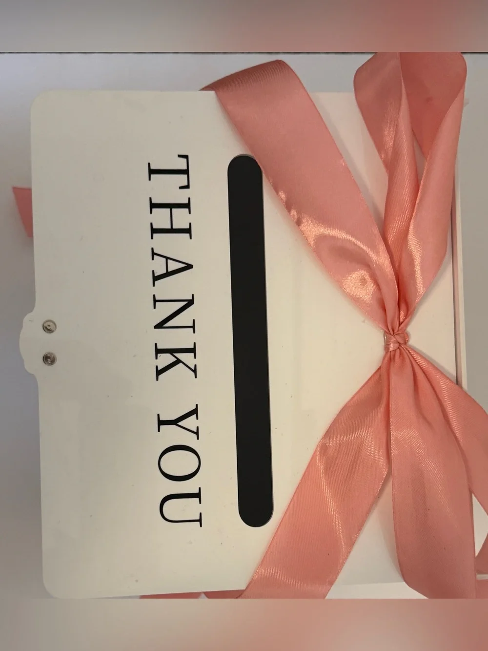 Wedding Card Box Cards & Wishes Mr. & Mrs. White 10” Locking w/ Pink Bow
